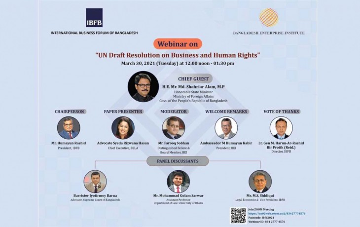 Webinar on the UN Draft Resolution on Business and Human Rights, The Daily Star, April 06, 2021