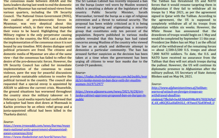 BEI Weekly News Highlights: A Brief Highlights on Contemporary Issues of South Asia, April 30, 2021-May 06, 2021