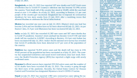 BEI Weekly News Highlights: Brief Highlights on Current Issues of South Asia, July 16, 2021-July 23, 2021