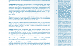 BEI Weekly News Highlights: Brief Highlights on Current Issues of South Asia, July 24, 2021-July 29, 2021