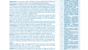 BEI Weekly News Highlights: Brief Highlights on Current Issues of South Asia, August 20, 2021-August 26, 2021