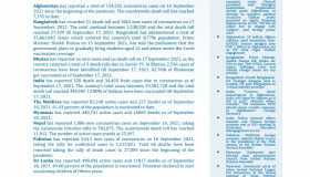 BEI Weekly News Highlights: Brief Highlights on Current Issues of South Asia, September 10, 2021-September 16, 2021