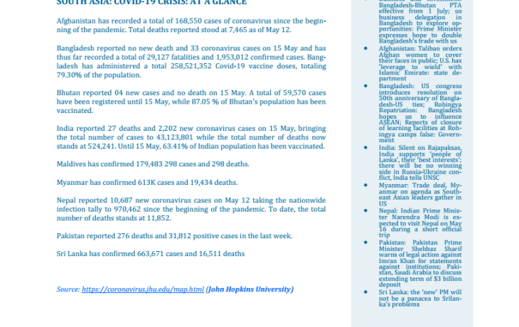 BEI Weekly News Highlights: Brief Highlights on Current Issues of South Asia, May 06, 2022-May 12, 2022