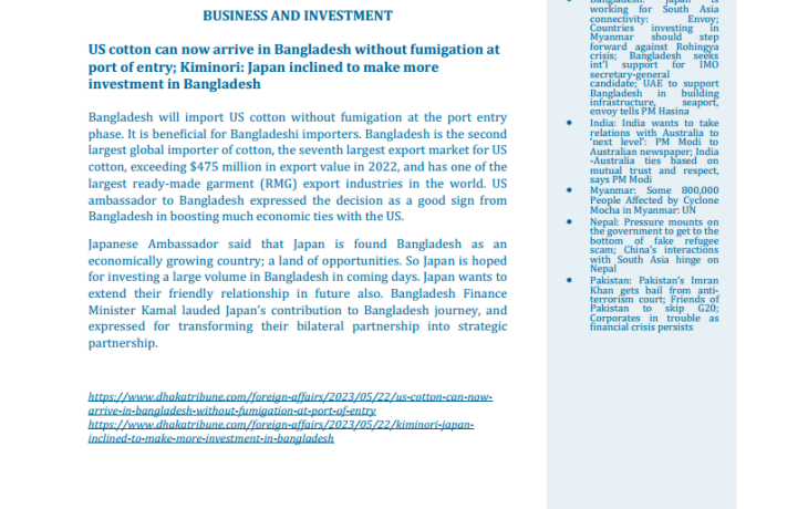 BEI Weekly News Highlights Brief Highlights on Current Issues of South Asia, May 14, 2023-May 23, 2023