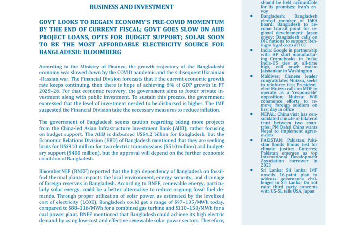 BEI Weekly News Highlights Brief Highlights on Current Issues of South Asia, September 26, 2023-October 03, 2023