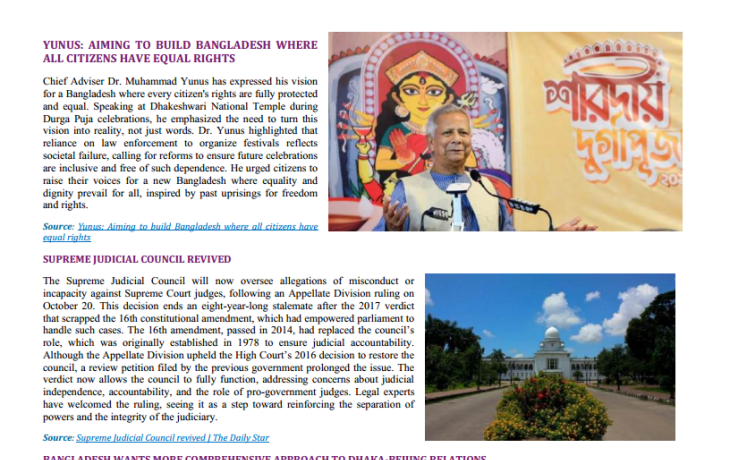 BEI Weekly News Highlights: Brief Highlights on Current Issues in South Asia, 13-21 October 2024