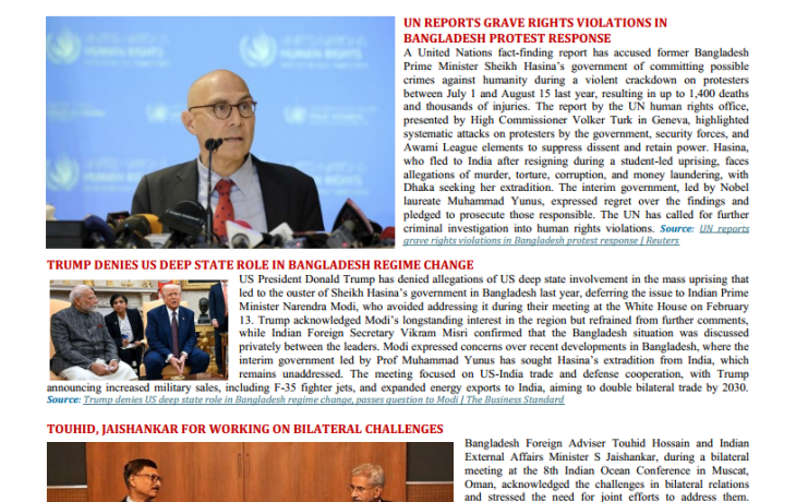 BEI Weekly News Highlights Brief Highlights on Current Issues in South Asia, 11-17 February 2025