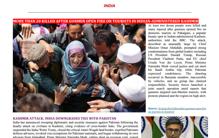 BEI Weekly News Highlights Brief Highlights on Current Issues in South Asia, 20-26 April 2025