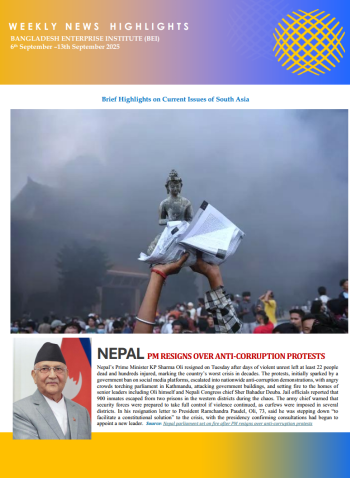 BEI Weekly News Highlights - Brief Highlights on Current Issues in South Asia, 6-13 September 2025